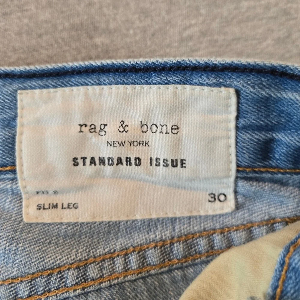 Rag & Bone Jeans Mens 31x29‎ Light Wash Fit 2 Slim Leg Button Fly Made in USA